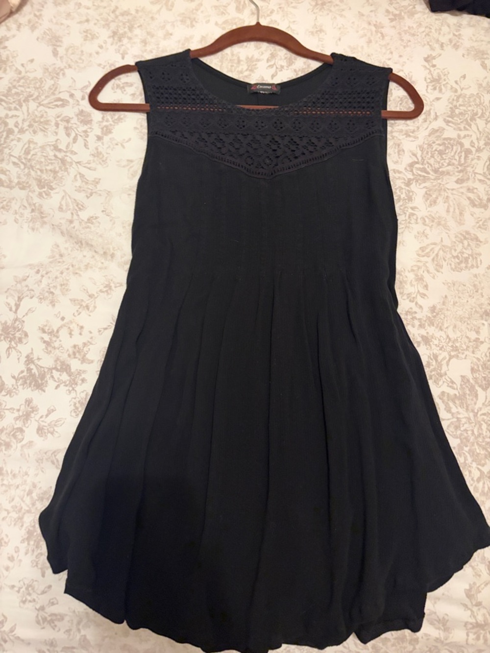 Cocomo Black Sleeveless Crochet Yoke Blouse